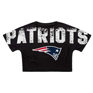 FOCO NFL New England Patriots Womens Distressed Wordmark Crop Top ShirtDistressed Wordmark Crop Top Shirt, Team Color, Medium