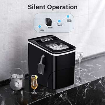 Counter top Ice Maker Machine, 26Lbs/24H Self-Cleaning Ice Makers Countertop, 9 Cubes Ready in 6mins Portable Ice Cube Maker with Ice Scoop Basket, Hook for Home Camping Party (Black)