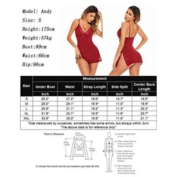 Avidlove Women's Sleepwear Sexy Nightgown for Women Nighty Lingerie Sleepwear Nightwear Wine Red S