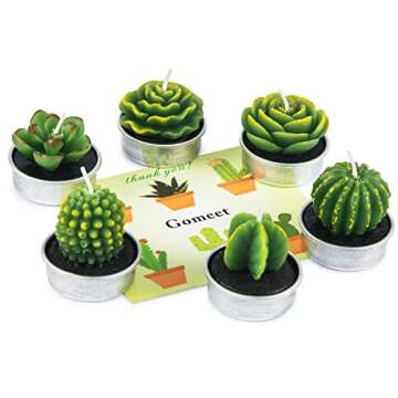 Handmade Delicate Succulent Cactus Candles for Birthday Party Wedding Spa Home Decoration(6 Packs-1)