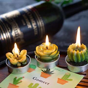 Handmade Delicate Succulent Cactus Candles for Birthday Party Wedding Spa Home Decoration(6 Packs-1)