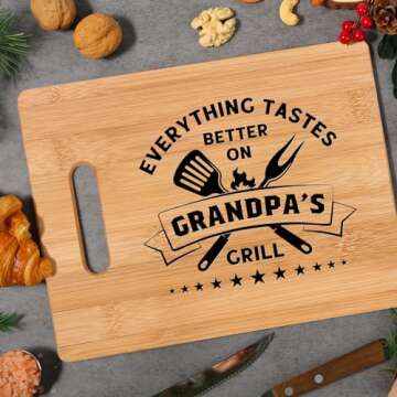 GiftyTrove Gifts for Grandpa, Best Grandpa Christmas Gifts - Personalized Bamboo Cutting Board Gift for Grandpa Grandfather Papa, Cool Fathers Day, Christmas or Birthday Gifts for Grandpa