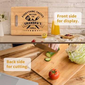 GiftyTrove Gifts for Grandpa, Best Grandpa Christmas Gifts - Personalized Bamboo Cutting Board Gift for Grandpa Grandfather Papa, Cool Fathers Day, Christmas or Birthday Gifts for Grandpa