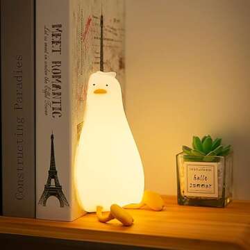 HAPPYBAG LED Lying Flat Duck Night Light, 3 Level Dimmable Nursery Nightlight