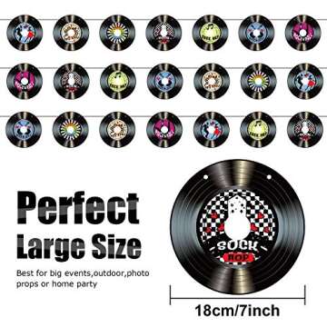 Boao 3 Packs 1950's Rock and Roll Music Party Decorations Record Cutout Banner Records Wall Decor Signs Records for Wall Aesthetic 50's Theme Party Supplies Music Party Favors