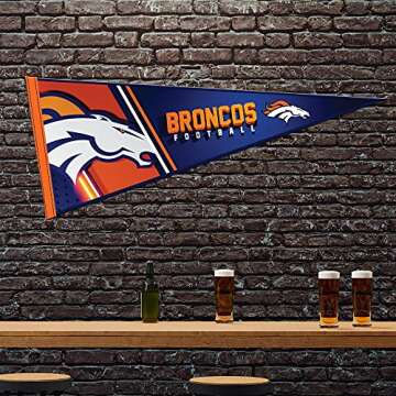 Rico Industries NFL Football Denver Broncos Primary 12" x 30" Felt Wall Décor Pennant - Great for Home/Bed Room/Man Cave Décor