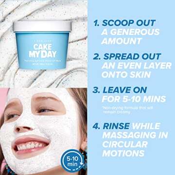 I DEW CARE Wash Off Face Mask - Cake My Day | Hydrating, Refreshing for Dry Skin with Hyaluronic Acid, Korean Face Mask Skin Care for Face, 3.38 Oz