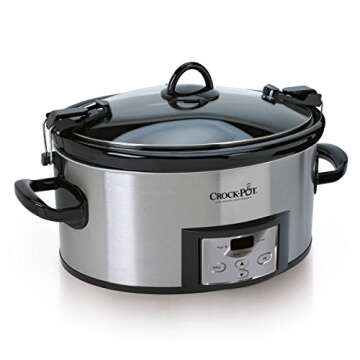 Crock-Pot 6 Quart Cook & Carry Programmable Slow Cooker with Digital Timer, Stainless Steel (CPSCVC60LL-S), pack of 1