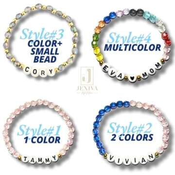 Personalized Handmade Crystal Bead Bracelet | Stretch | Custom Name, Size, Style, and Color | Unisex for Couples, Friends, Family | Adults & Kids | Anniversary, Birthday, Graduation & Party