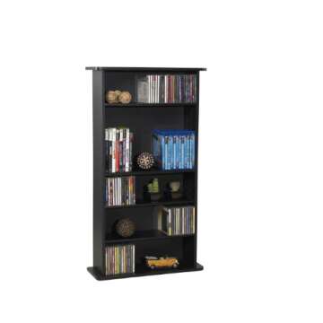 Atlantic Drawbridge Media Storage Cabinet - Organize optical media, up to 240 CD, or 108 DVD, or 132 BD/Video Games, Adjustable Shelves, PN 37935726 in Black