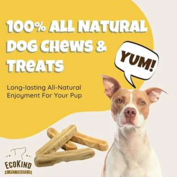 EcoKind Pet Treats Gold Himalayan Yak Cheese Dog Chew, Yak Dog Treats for Active Chewers, 100% Natural & Healthy Chew Sticks for Small & Large Dogs, Yak Cheese Chews (3 Medium Sticks)