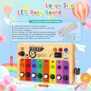 Sensory Toys for Kids with Autism, Music Switch Busy Board + Toddlers Musical Piano Key with Speaker Sound, Mini Exquisite Wooden Toy, Ducational Activity Preschool Learning Toys for Girls Gift