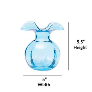 Vietri Hibiscus Glass Aqua Bud Vase, 5.5" H Italian Mouth Blown Dining & Entry Way Table Home Decor