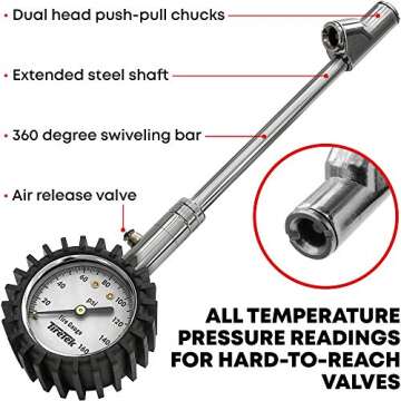 Truck Tire Pressure Gauge (160 PSI) for Trucks, Semi Trucks, ATV, Cars & RV Accessories - Truck Driver Gifts for Men, Trucker Gift, Tire Gauge for Dually Tires