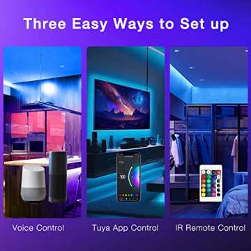 DAYBETTER Smart WiFi Led Lights, Tuya App Controlled, Work with Alexa and Google Assistant, Timer Schedule, RGB Strip Color Changing Décor for Bedroom Party Kitchen, 50ft