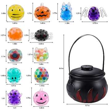 Halloween Party Favors，5.5" Halloween Cauldron with 24 Pcs Mochi Squishy Toys，Halloween Mini Kawaii Squeeze Toys for for Kids Girls Boys Trick or Treat Bags Gifts，School Classroom Rewards