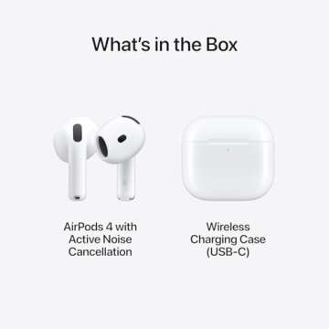 Apple AirPods 4 Wireless Earbuds, Bluetooth Headphones, with Active Noise Cancellation (Renewed)