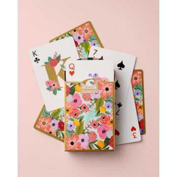 RIFLE PAPER CO. Garden Party Themed Playing Cards for Adults, Standard Deck of Cards for Card Games and Poker at Home or Party, Beautiful Printed Floral Design