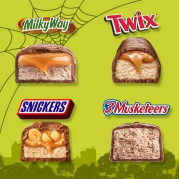 SNICKERS, TWIX, MILKY WAY, & 3 MUSKETEERS Chocolate Halloween Candy Bar Individually Wrapped Trick or Treat Assortment, 110 Ct Bulk Bag