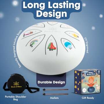 Steel Tongue Drum - Bedtime Sing-A-Long Story and Drum - Dylan's Dream Drum Musical Gift for Children - Tongue Drum for Kids - Kids Musical Instruments - Kids Steel Drum - Kids Drum