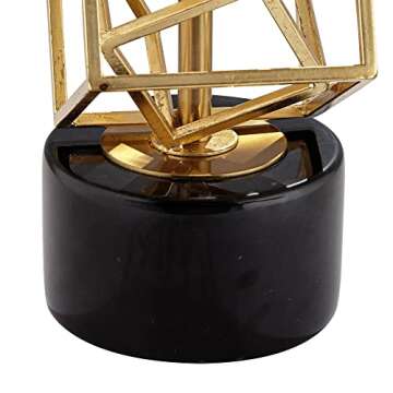 Possini Euro Design OVO Modern Table Lamp 30" Tall Sculptural Gold Metal Cube Geometric Frame Black Fabric Drum Shade Decor for Bedroom Living Nightstand Bedside Office Kids Room House Home Family