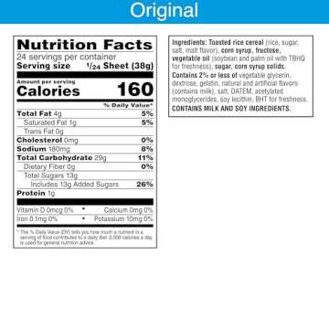 Rice Krispies Treats Marshmallow Snack Sheet, Kids Snacks, Treat Making, Baking Project, Original, 32oz Sheet (1 Sheet)