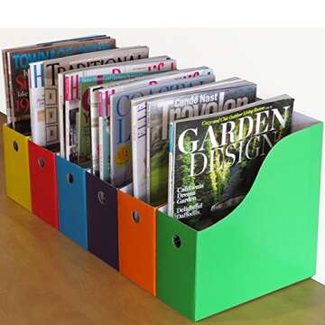 Evelots Magazine File Holder Organizer Box (6, 12, or 24 Pack) Storage for Desk and Shelves Multiple Color Options - Includes Labels for Organization