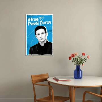 VANCOSTAR Pavel Durov Poster Telegram CEO Free Durov Free Pavel Famous Russian Billionaire Freedom of speech Print Modern Home Decor For Living Room 12x16 Poster