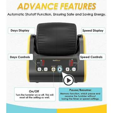 KoolStone C3 Rock Tumbler Kit - Hobby Edition for Beginner, Adjustable Timer & Speed with Full Accessories & Memory Function, Ideal for Kids Adults