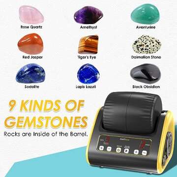 KoolStone C3 Rock Tumbler Kit - Hobby Edition for Beginner, Adjustable Timer & Speed with Full Accessories & Memory Function, Ideal for Kids Adults