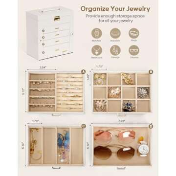 Stylish Jewelry Box Organizer with Lockable Storage