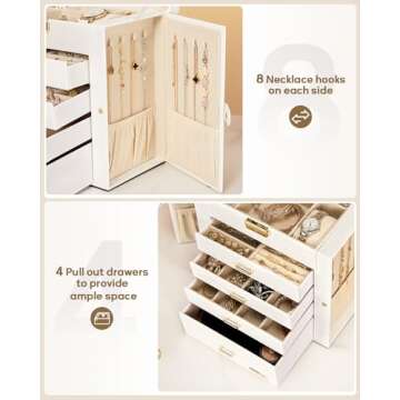 Stylish Jewelry Box Organizer with Lockable Storage