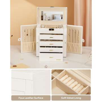 Stylish Jewelry Box Organizer with Lockable Storage