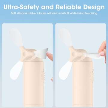 OLV Handheld Mini Fan Portable Rechargeable 3000mAh USB Battery Powered 22+Hrs Runtime Small Hand Held Fan Foldable Pocket Personal Fan Gifts for Women Girls Men Office,Travel,Outdoor - Beige