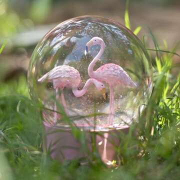 Mingfuxin Snow Globe, Pink Flamingos Snow Globe for Kids, Glitter Glass Snowglobes for Women Girls, Sow Globes Home Office Table Decor Birthday Gift, 100MM Pink Flamingos Christmas Snow Globe