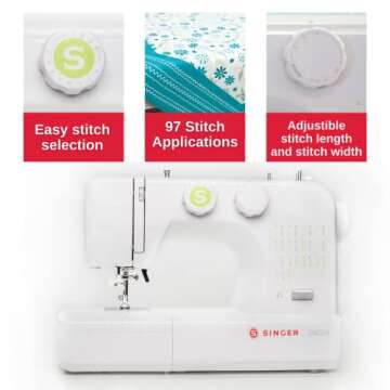 SINGER | SM024 Sewing Machine With Included Accessory Kit, 24 Stitches, Simple & Great For Beginners