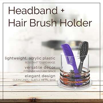 New Stackable Premium Crystal Clear Acrylic Headband and Hairbrush Holder Bedroom/Bathroom Decor by ARAD®