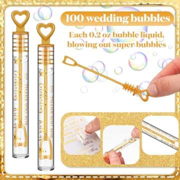 Shappy 100 Pcs Wedding Bubble Wands Bulk Mini Wedding Party Bubbles Wedding Party Favors Small Bubbles Wands for Wedding Adults Novelty Gifts (Wedding)