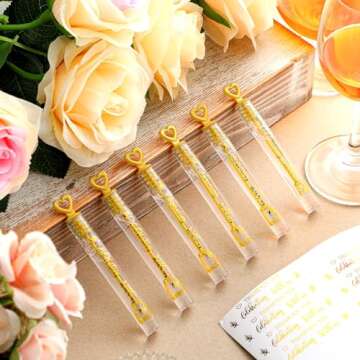 Shappy 100 Pcs Wedding Bubble Wands Bulk Mini Wedding Party Bubbles Wedding Party Favors Small Bubbles Wands for Wedding Adults Novelty Gifts (Wedding)