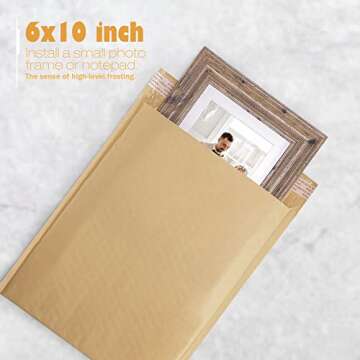 Metronic Kraft Bubble Mailers 6x10 Inch 50Pack Padded Envelopes, Self-Seal Bubble Envelopes, Mailing Envelopes, Packaging for Small Business, Bulk Mailers, Kraft Brown, Bubble Mailers Usable Size 6x9