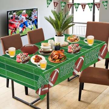 3 Pcs Football Tablecloth Plastic - Touch Dwon Football Table Cloth, Disposable Rectangle Rugby Sports Table Cover for Football Decorations Party Supplies Game Day Table Decor Favors, 108x54Inch