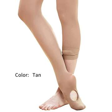 Stelle Girls Tights Ballet Dance Tights Women Ultra Soft Pro Convertible Transition Tights (BP+tan, XS)