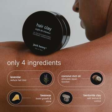 Jack Henry Hair Clay Styling Product, Add Thickness & Texture, 4 Ingredients, 1.6 oz