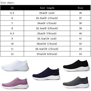 DUOYANGJIASHA Women's Athletic Walking Shoes Fabric Breathable Slip On Sports Tennis Running Mesh Breathable Lightweight Sneakers Gym Shoes White