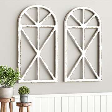 Barnyard Designs 15.75x31.5 Rustic Window Frame Wall Decor, Vintage Farmhouse Window Wall Decor, Vintage Country Wall Hanging Decor, Farmhouse Bedroom Decor (2, White)