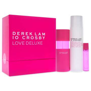 Derek Lam 10 Crosby - Love Deluxe - 3 Pc Gift Set - 3.4 Oz Eau De Parfum, 0.3 Oz Eau De Parfum, 8 Oz Fragrance Mist - Delicate, Refreshing Scent For Women - Floral, Woody, Musk Perfume Spray