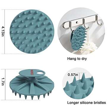 INNERNEED Scalp Massager Shampoo Brush, Wet & Dry Manual Scalp Care Head Scrubber Hair Washing, Soft Silicone Bristles, for Hair Growth, Dandruff Removal (Dark Green)