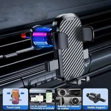 Phone Holders for Your Car, Air Vent Cell Phone Car Mount, Universal Automobile Cradle Fit for iPhone Android and All Smartphones, Black