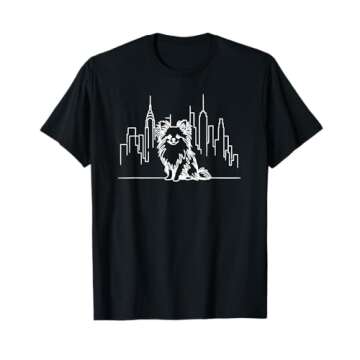 Chihuahua dog in New York City line art, NYC skyline design T-Shirt