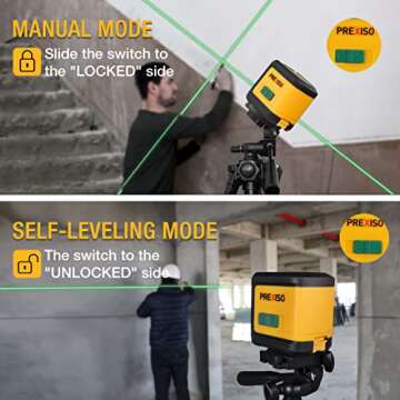 PREXISO Laser Level with Tripod, 100Ft Dual Modules Self Leveling Cross Line Laser Level, Green Line leveler Tool for Floor Tile, Home Renovation, Construction